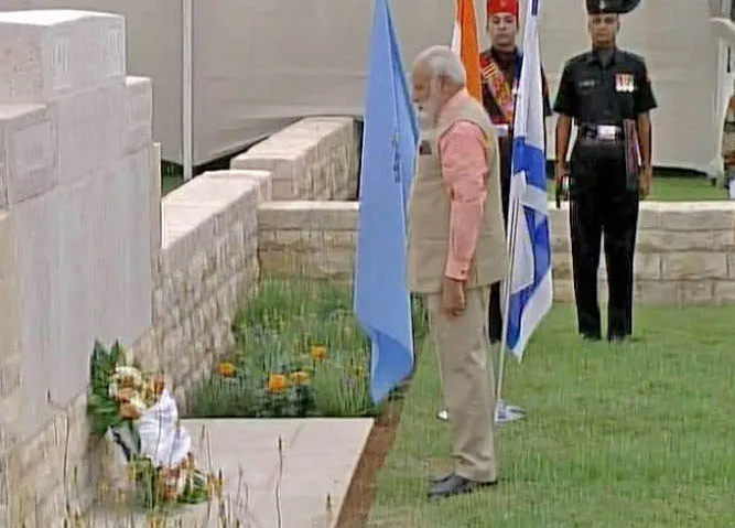 मोदी पहुंचे हाइफा , पहले विश्व युद्ध में शहीद हुए 44 भारतीयों को दी श्रद्धांजलि