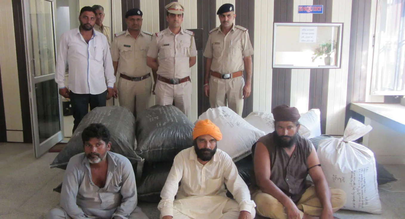 पीओपी के कट्टों में छिपाकर ले जाई जा रही थी डोडापोस्त , तीन गिरफ्तार