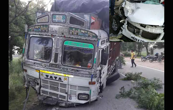 ट्रक-कार की टक्कर में कार सवार चार युवकों की मौत