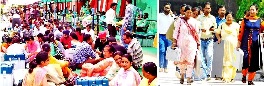 पोलिंग टीमें मतदान केन्द्रों के लिए रवाना