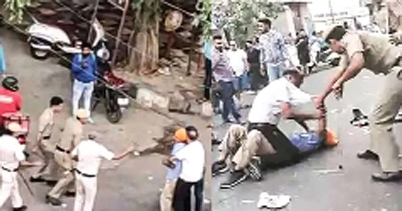दिल्ली पुलिस  की बर्बरता