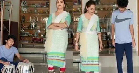 बेटे को कथक सिखा रही है माधुरी