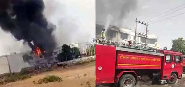 सेनिटाइजर की फैक्ट्री में लगी भीषण आग, खेड़कीदौला एरिया में हुआ हादसा