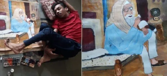बड़वाह के दिव्यांग की पेंटिंग को अमिताभ बच्चन ने शेयर कर प्रोत्साहित किया