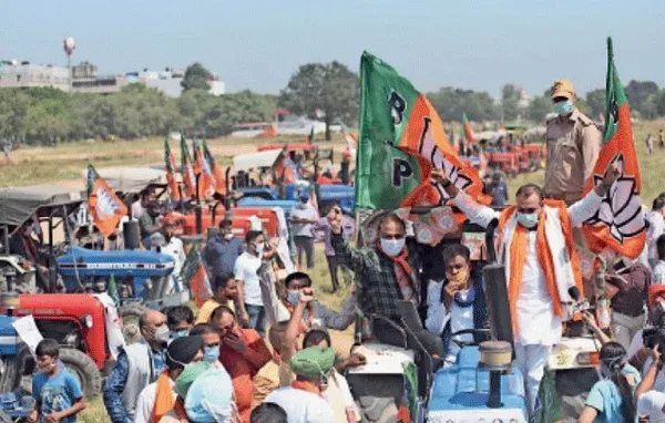 कृषि कानूनों के समर्थन में भाजपा ने निकाली ट्रैक्टर यात्रा