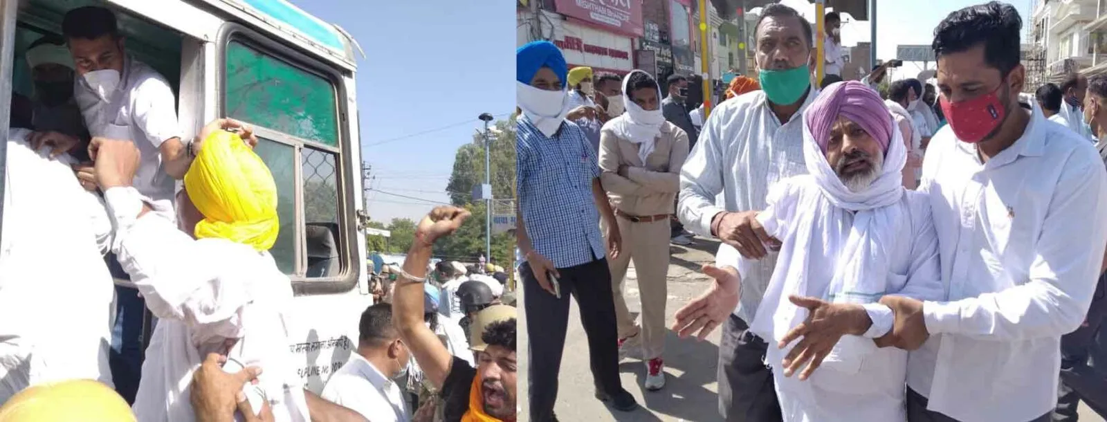 सरसा के भूमण शाह चौक पर शांति पूर्वक धरना दे रहे किसानों को पुलिस ने जबरदस्ती उठाया