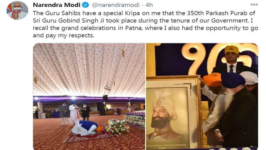 प्रधानमंत्री ने गुरु गोविंद सिंह को किया नमन