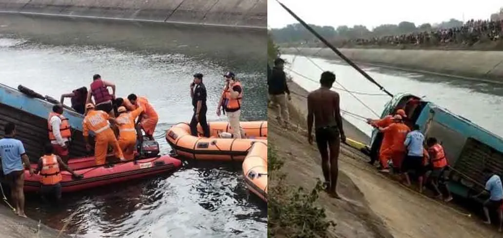 मध्यप्रदेश में बड़ा हादसा: यात्रियों से भरी बस नहर में गिरी,  अब तक 37 शव निकाले गए