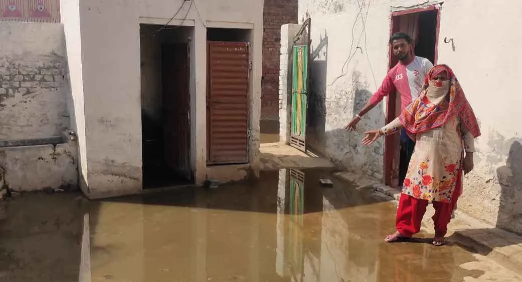 घरों और गलियों में जमा हुआ सीवरेज का गंदा पानी, लोग परेशान