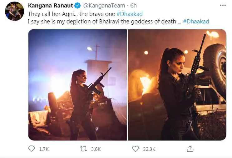 कंगना ने ‘धाकड़’ की फोटो शेयर की