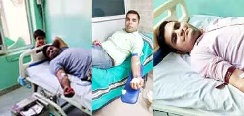 उपचाराधीन मरीज हेतु किया 4 यूनिट रक्तदान
