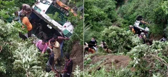 हिमाचल प्रदेश: संतुलन बिगड़ने से खाई में गिरी बस, कई घायल