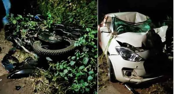 तेज रफ्तार कार व बाईक की टक्कर, युवक की मौत