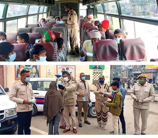 डेरा सेवादारों ने आमजन को मास्क वितरित कर किया जागरूक