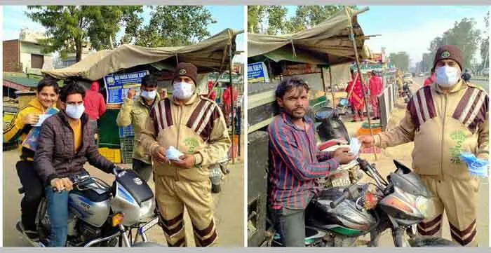 अम्बाला: 12 हजार मास्क और 150 बच्चों को फू्रट कीट वितरित