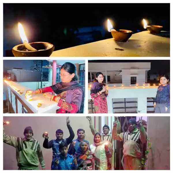 पूज्य गुरु जी के आगमन की खुशी में डेरा श्रद्धालुओं ने जलाए घी के दिये