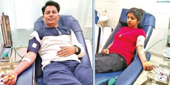 दम्पत्ति ने जरूरतमंद मरीजों के लिए किया रक्तदान