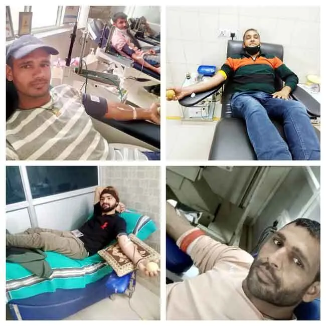 उपचाराधीन मरीजों हेतु चार डेरा प्रेमियों ने किया रक्तदान