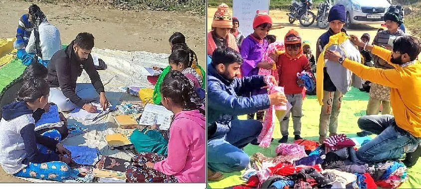 कोरोना महामारी की तीसरी लहर पड़ी धीमी सेवादारों ने शुरू की ईंट भट्ठा पर पाठशाला