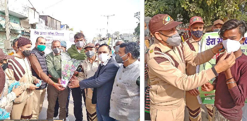 पूंडरी के डेरा अनुयायियों ने बांटे 2000 मास्क