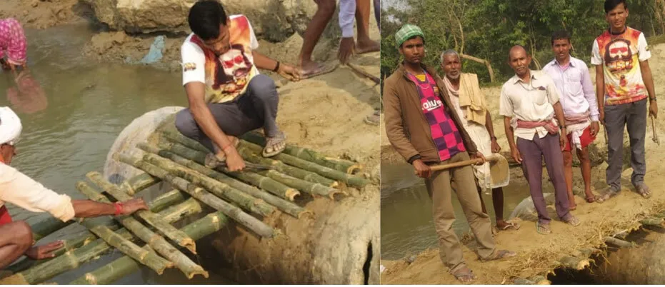 नेपाल के डेरा सच्चा सौदा अनुयायियों ने टूटी पुलिया बांधी
