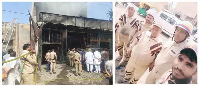 शामली: महादेव मोटर्स के शोरूम में लगी भीषण आग, आग बुझाने में प्रशासन के साथ मुस्तैद दिखे डेरा प्रेमी