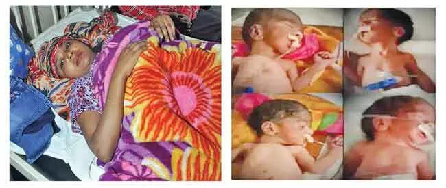 महिला ने दिया चार बच्चों को जन्म, परिवार ने बांटी मिठाइयां