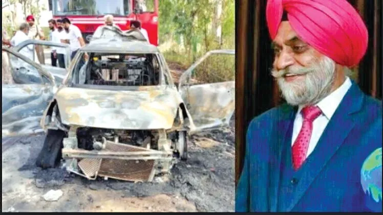 चलती कार में लगी आग, जिंदा जला आढ़ती