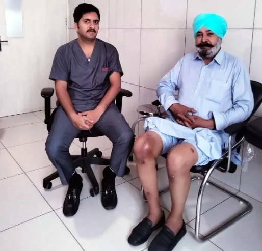 विदेश से घुटने बदलवाने बठिंडा पहुुंचे शेर सिंह