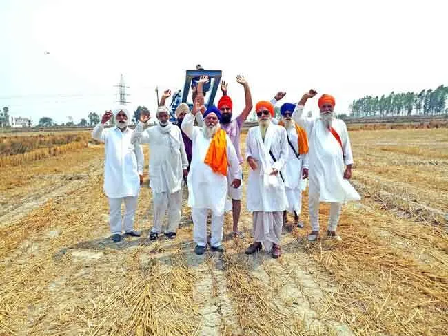 किसान के खेत में बिजली के पोल लगाने का किसानों ने किया विरोध