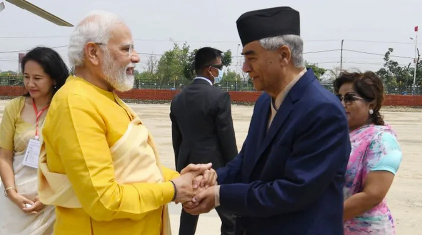 मोदी का लुम्बिनी पहुंचने पर देऊबा ने किया भव्य स्वागत