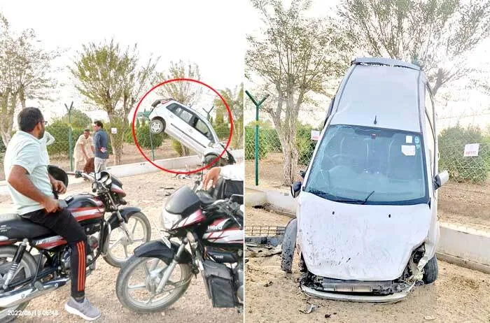 क्यों? हवा में झूलती दिखी बेकाबू कार