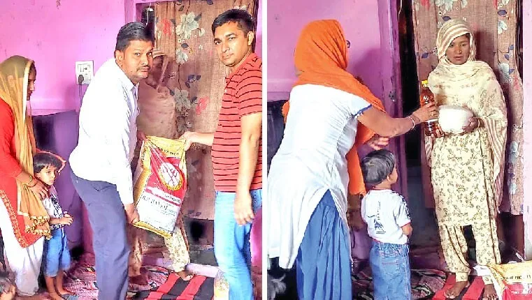 साध-संगत ने जरूरतमंद परिवार को किया राशन वितरित
