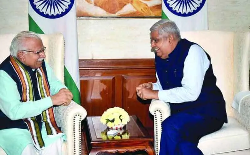 हरियाणा मुख्यमंत्री ने की नवनिर्वाचित उपराष्ट्रपति जगदीप धनखड़ से मुलाकात