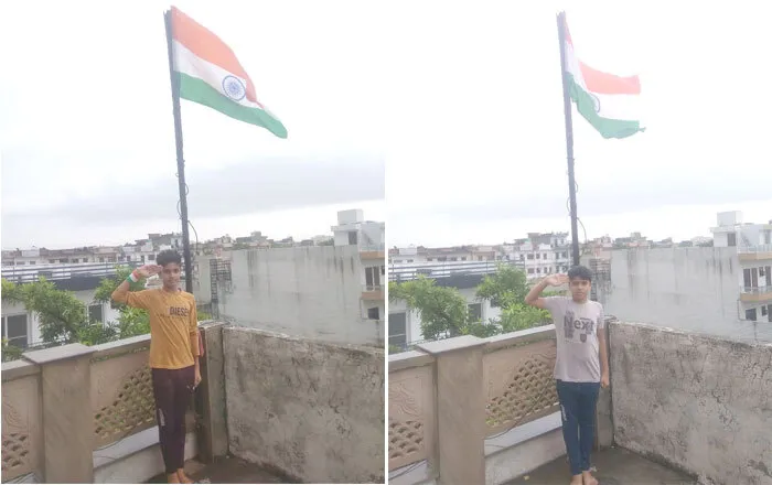 जयंत इन्सां, कार्तिक इन्सां ने अपने घर की छत पर तिरंगा फहराया