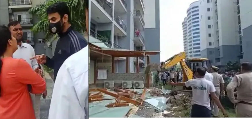 नोएडा में श्रीकांत त्यागी के घर चला बुलडोजर, एक महिला से की थी बदसलूकी