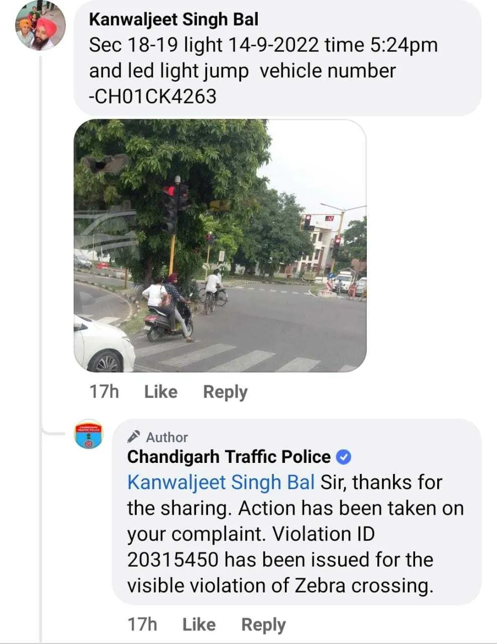 चंडीगढ़ के लोग कर रहे ट्रैफिक पुलिस का सहयोग