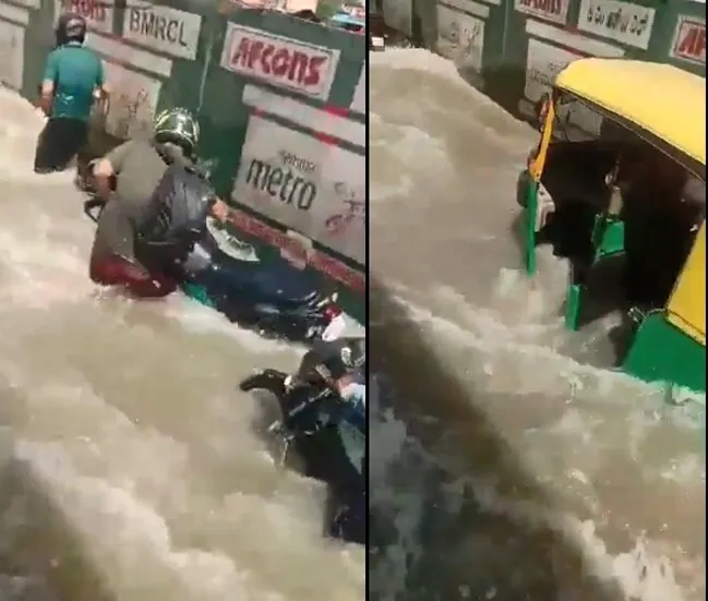 बेंगलुरु में भारी बारिश, जल भराव से सामान्य जन जीवन अस्त व्यस्त