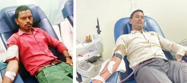भूषण इन्सां ने प्लेटलेट्स व शीशपाल इन्सां ने किया रक्तदान