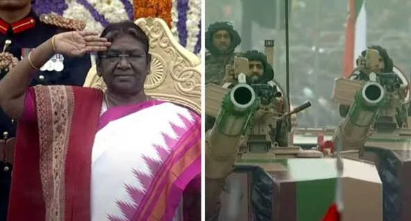 देश में पहली बार आदिवासी महिला राष्ट्रपति मुर्मू ने ली परेड की सलामी