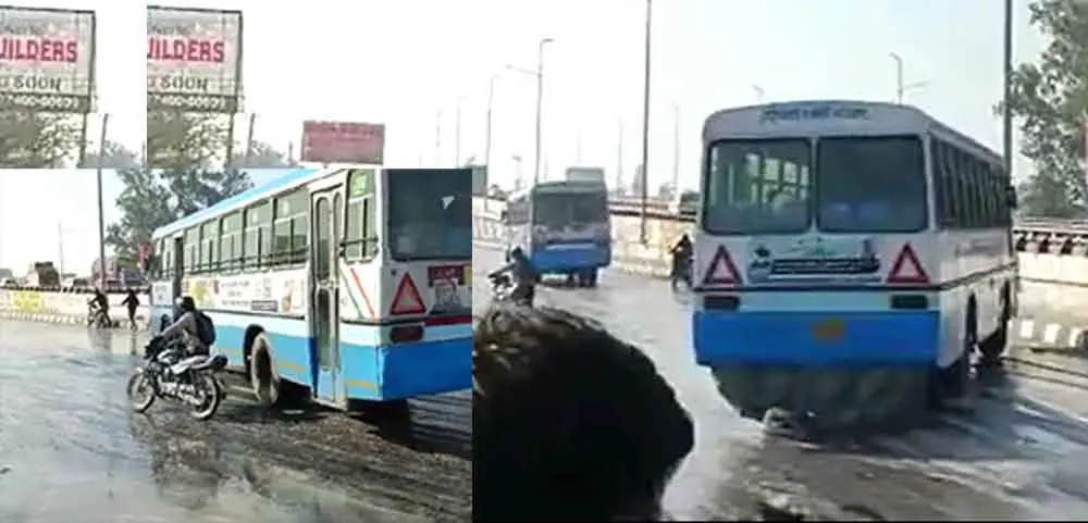 हरियाणा में नेशनल हाईवे पर कई गाड़ियां फिसलीं, सवारियों से भरी रोडवेज बसें बाल-बाल बचीं