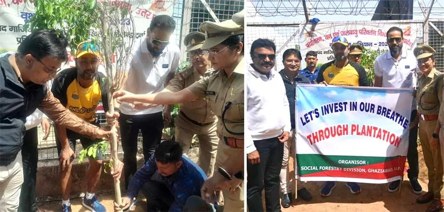 हॉट सिटी में वन विभाग के अधिकारियों के साथ क्रिकेट खिलाड़ियों ने किया पौधारोपण