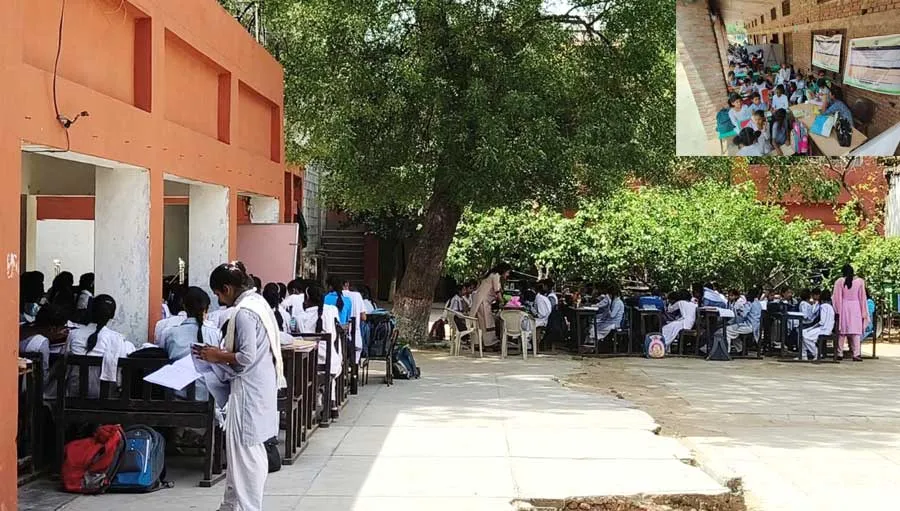 गुरुग्राम: स्कूल की आलीशान बिल्डिंग तैयार, फिर भी पेड़ों के नीचे लग रही कक्षाएं