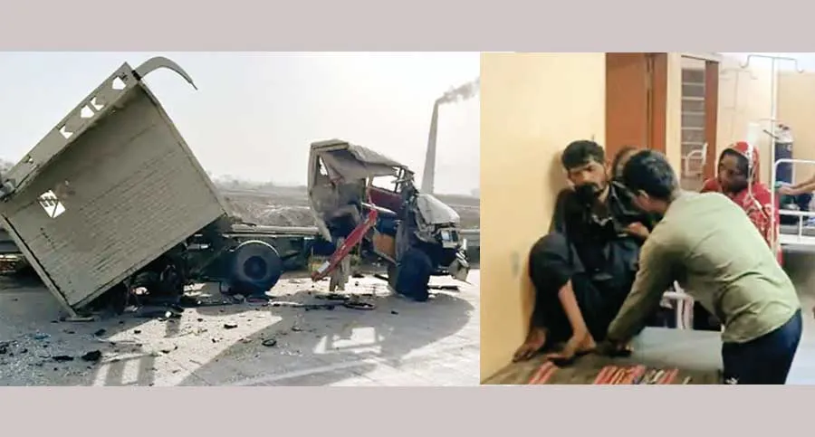 ट्रक और कैंटर की भिड़ंत में एक की मौत, 9 घायल