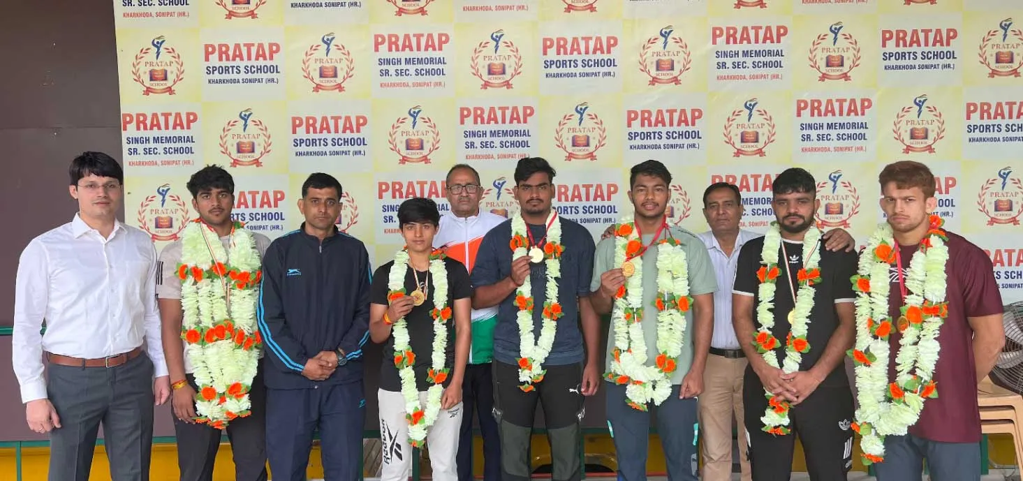 हरियाणा राज्य सीनियर वुशु चैम्पियनशिप में छाए प्रताप स्कूल खरखौदा के खिलाड़ी