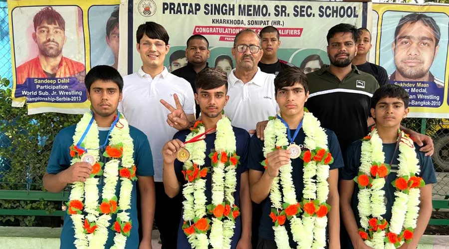 ताएक्वांडो चैम्पियनशिप में प्रताप स्कूल खरखौदा के खिलाड़ियों ने 4 पदक जीते
