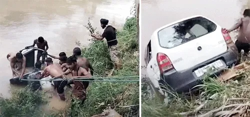 बारिश के बीच सरहिंद नहर में कार गिरी, दो लोगों की मौत