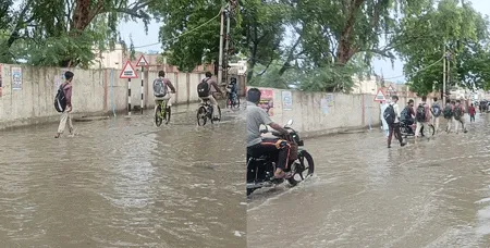 ठाकर आबादी रोड पर भरे बरसाती पानी से लोग परेशान