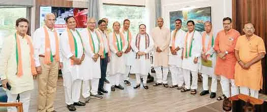 भाजपा में शामिल हुए सदस्यों की जेपी नड्डा से मुलाकात