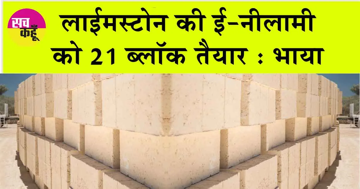 limestone E-auction: लाईमस्टोन की ई-नीलामी को 21 ब्लॉक तैयार : भाया